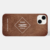 Coques Case-Mate iPhone Monogramme en cuir Brown rustique (Verso (horizontal))