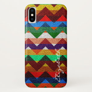 Case-Mate iPhone Case Monogramme en cuir coloré Chevron rayures