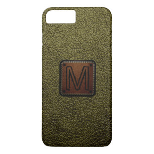 Coque iPhone 8 Plus/7 Plus Monogramme en cuir de bronze antique