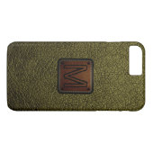 Coques Case-Mate iPhone Monogramme en cuir de bronze antique (Dos (Horizontal))