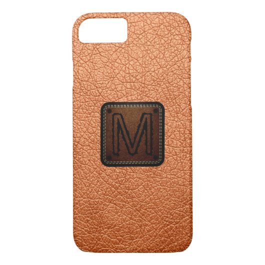 Coques Case-Mate iPhone Monogramme en cuir de tangerique atomique (Dos)