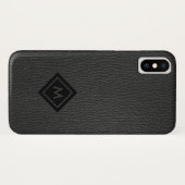 Coques Case-Mate iPhone Monogramme en cuir gris foncé Faux (Dos (Horizontal))