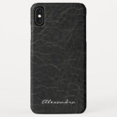 Coques Case-Mate iPhone Monogramme en cuir noir Faux (Dos)