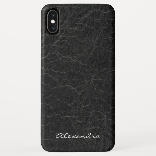 Coques Case-Mate iPhone Monogramme en cuir noir Faux (Dos)