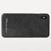 Coques Case-Mate iPhone Monogramme en cuir noir Faux (Dos (Horizontal))
