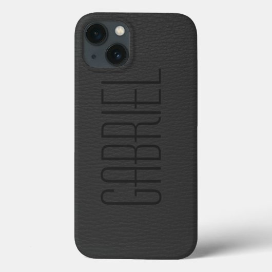 Coques Case-Mate iPhone Monogramme en cuir noir simple Faux (Verso)