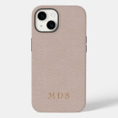 Coques Case-Mate iPhone Monogramme en cuir rose simple (Verso)