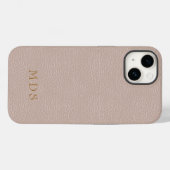 Coques Case-Mate iPhone Monogramme en cuir rose simple (Verso (horizontal))