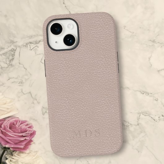 Coques Case-Mate iPhone Monogramme en cuir rose simple