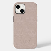 Coques Case-Mate iPhone Monogramme en cuir rose simple (Verso)