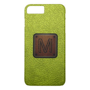 Coque iPhone 7 Plus Monogramme en cuir vert acide