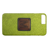 Coques Case-Mate iPhone Monogramme en cuir vert acide (Dos (Horizontal))