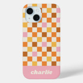 Coques Case-Mate iPhone Monogramme en damier rétro tendance (Verso)