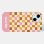 Coques Case-Mate iPhone Monogramme en damier rétro tendance (Verso (horizontal))