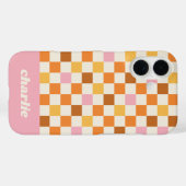 Coques Case-Mate iPhone Monogramme en damier rétro tendance (Verso (horizontal))