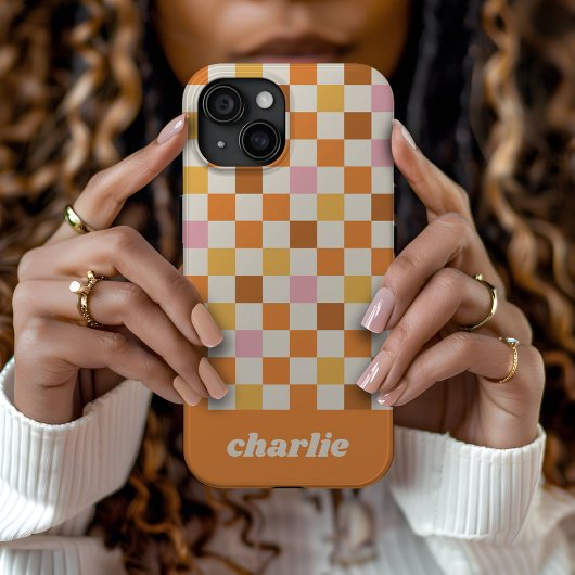 Coques Case-Mate iPhone Monogramme en damier rétro tendance