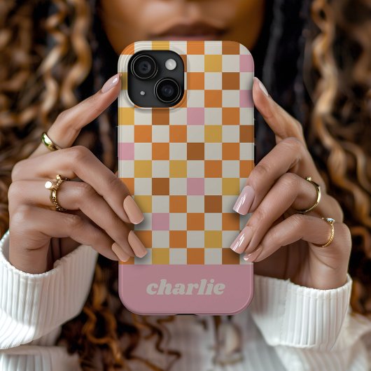 Coques Case-Mate iPhone Monogramme en damier rétro tendance