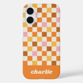 Coques Case-Mate iPhone Monogramme en damier rétro tendance (Verso)