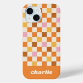 Coques Case-Mate iPhone Monogramme en damier rétro tendance (Verso)