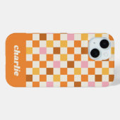 Coques Case-Mate iPhone Monogramme en damier rétro tendance (Verso (horizontal))