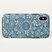 Coques Case-Mate iPhone Monogramme en dentelle florale victorienne argent (Dos (Horizontal))