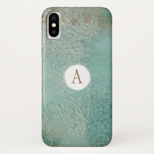 Case-Mate iPhone Case Monogramme en Fausse Dentelle Sarcelle Rustique Vi