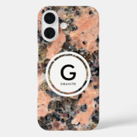Monogramme en granit rose - Texture rocheuse