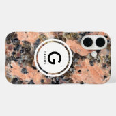 Coques Case-Mate iPhone Monogramme en granit rose - Texture rocheuse (Verso (horizontal))