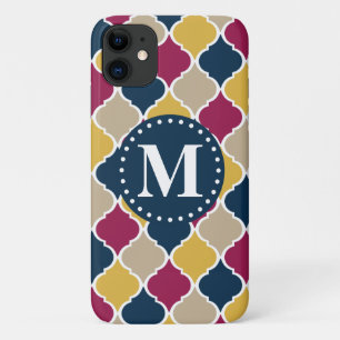 Case-Mate iPhone Case Monogramme en lattice marocain Fuchsia Navy