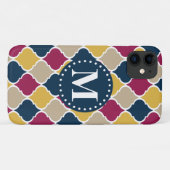 Coques Case-Mate iPhone Monogramme en lattice marocain Fuchsia Navy (Dos (Horizontal))