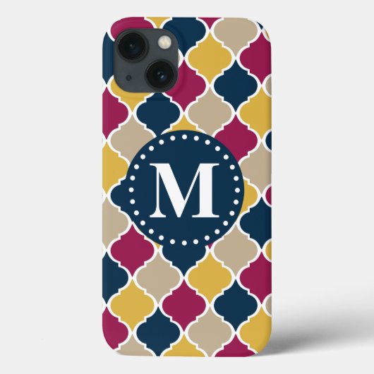 Coques Case-Mate iPhone Monogramme en lattice marocain Fuchsia Navy (Verso)