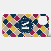 Coques Case-Mate iPhone Monogramme en lattice marocain Fuchsia Navy (Verso (horizontal))