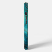 Coques Case-Mate iPhone Monogramme en marbre Abstrait turquoise bleu or (Verso / Gauche)