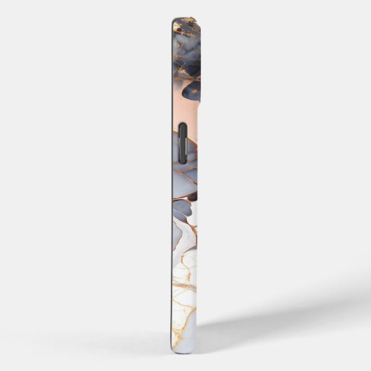 Coques Case-Mate iPhone Monogramme en marbre doré rose personnalisé (Verso / Droite)