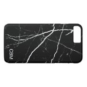 Coques Case-Mate iPhone Monogramme en marbre noir (Dos (Horizontal))