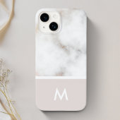 Coques Case-Mate iPhone Monogramme en marbre rose et or poussiéreux