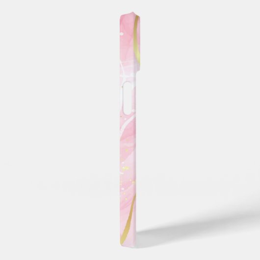 Coques Case-Mate iPhone Monogramme en marbre rose | Parties scintillant d' (Verso / Droite)