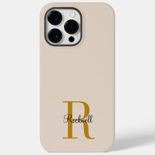 Coques Case-Mate iPhone Monogramme en or beige Nom initial (Verso)