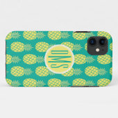 Coques Case-Mate iPhone Monogramme en pastel des ananas | (Dos (Horizontal))