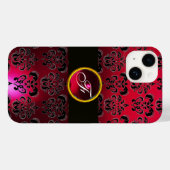 COQUES Case-Mate iPhone MONOGRAMME EN PIERRE DE GEM BLACK BURGUNDY ROUGE (Verso (horizontal))