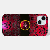 COQUES Case-Mate iPhone MONOGRAMME EN PIERRE DE GEM BLACK BURGUNDY ROUGE (Verso (horizontal))