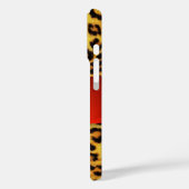 COQUES Case-Mate iPhone MONOGRAMME EN PIERRE ROUGE DE LA FOURRURE LÉOPARDE (Verso / Gauche)