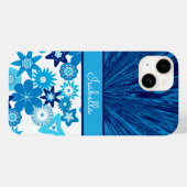 Coques Case-Mate iPhone Monogramme en Satin Bleu (Verso (horizontal))