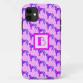 Coques Case-Mate iPhone Monogramme en silhouette rose et bleue (Dos)