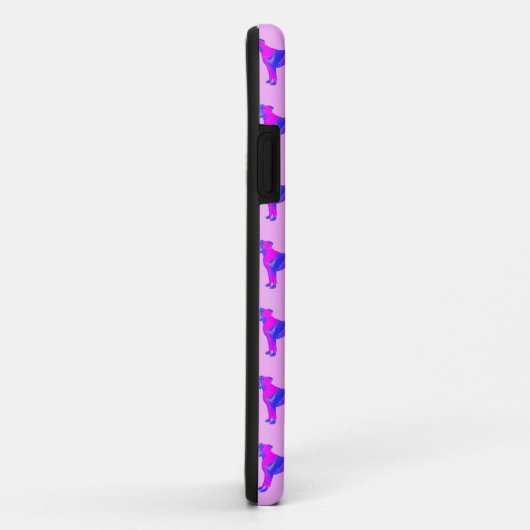 Coques Case-Mate iPhone Monogramme en silhouette rose et bleue (Dos/Droite)