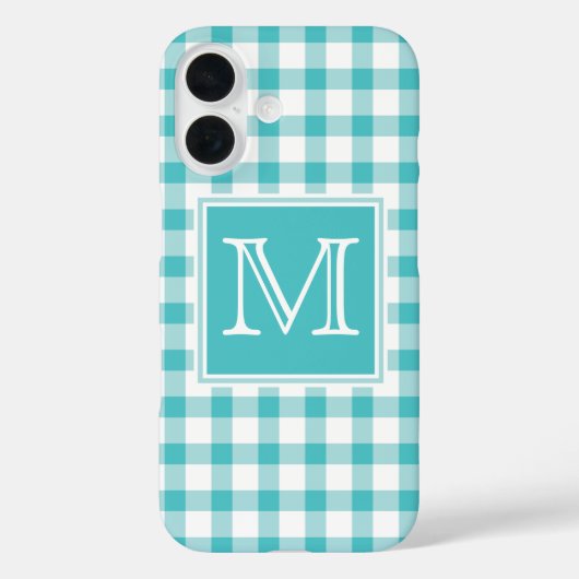 Coques Case-Mate iPhone Monogramme | En vichy vert simple (Verso)