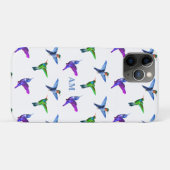 Coques Case-Mate iPhone Monogramme et colibris sur fond blanc (Dos (Horizontal))