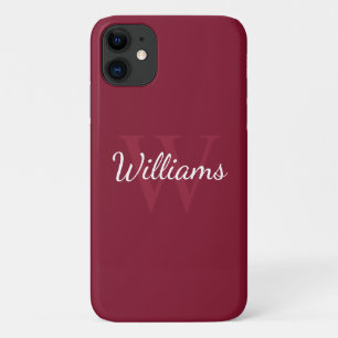 Case-Mate iPhone Case Monogramme et nom personnalisé Bourgogne rouge