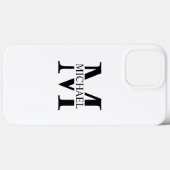 Coques Case-Mate iPhone Monogramme et nom personnalisés blancs (Verso (horizontal))