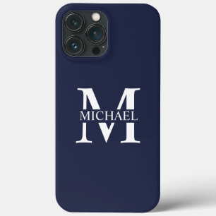 Case-Mate iPhone Case Monogramme et nom personnalisés bleu marine